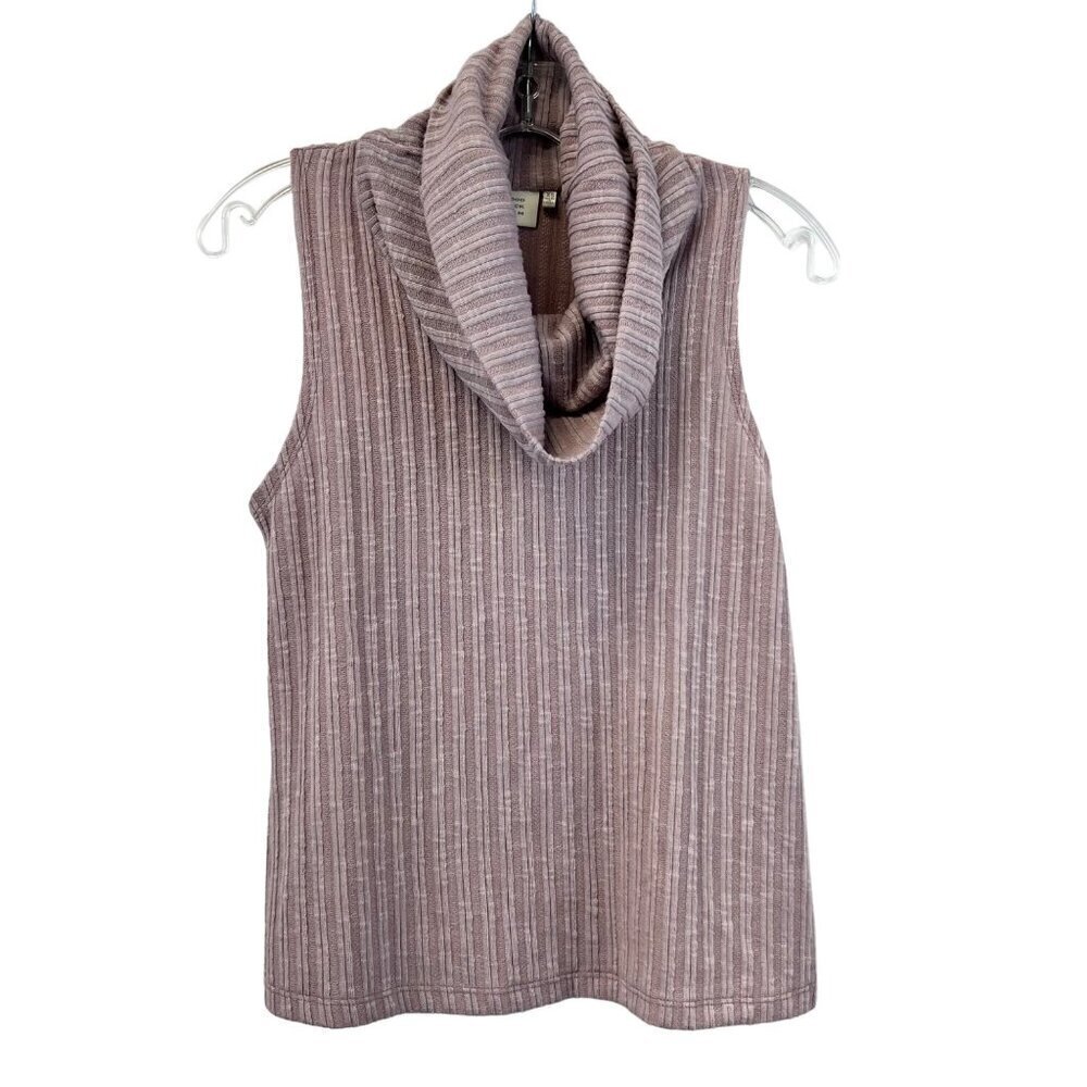 Good Luck Gem Womens Sleeveless Cowl Neck Ribbed Lilac Top XS